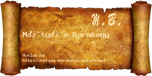 Mátyás Barakony névjegykártya